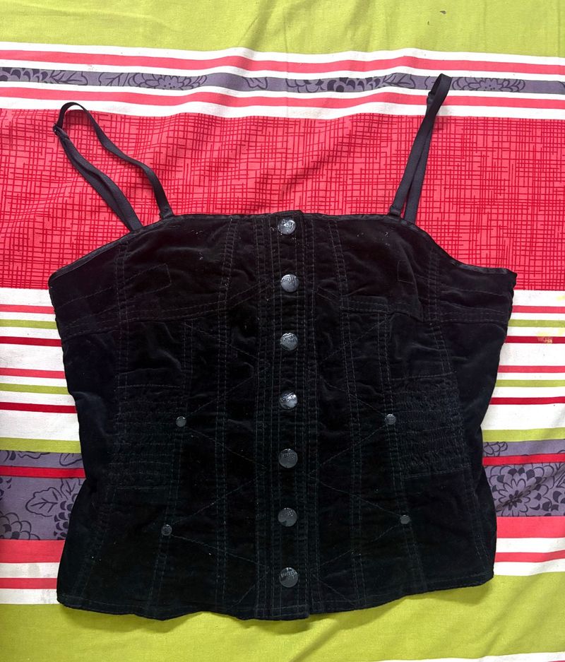 Black Velvet Corset Top