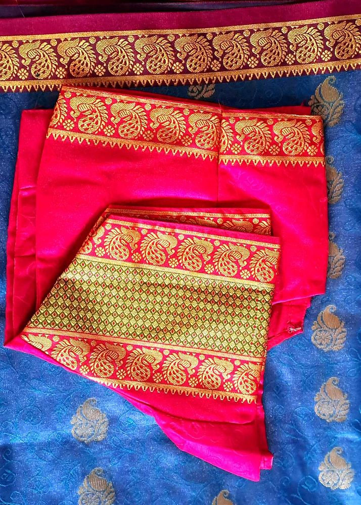 🤩New Blue Silk Saree with Gold Zari