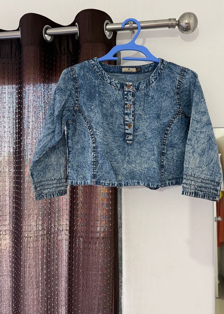 Stylish Acid Wash Denim Kurta