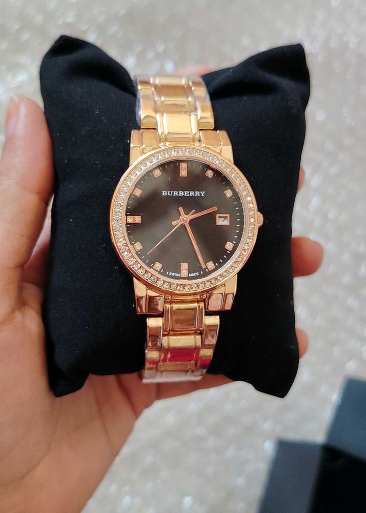 BURBERRY Rose Gold Watch with Crystals