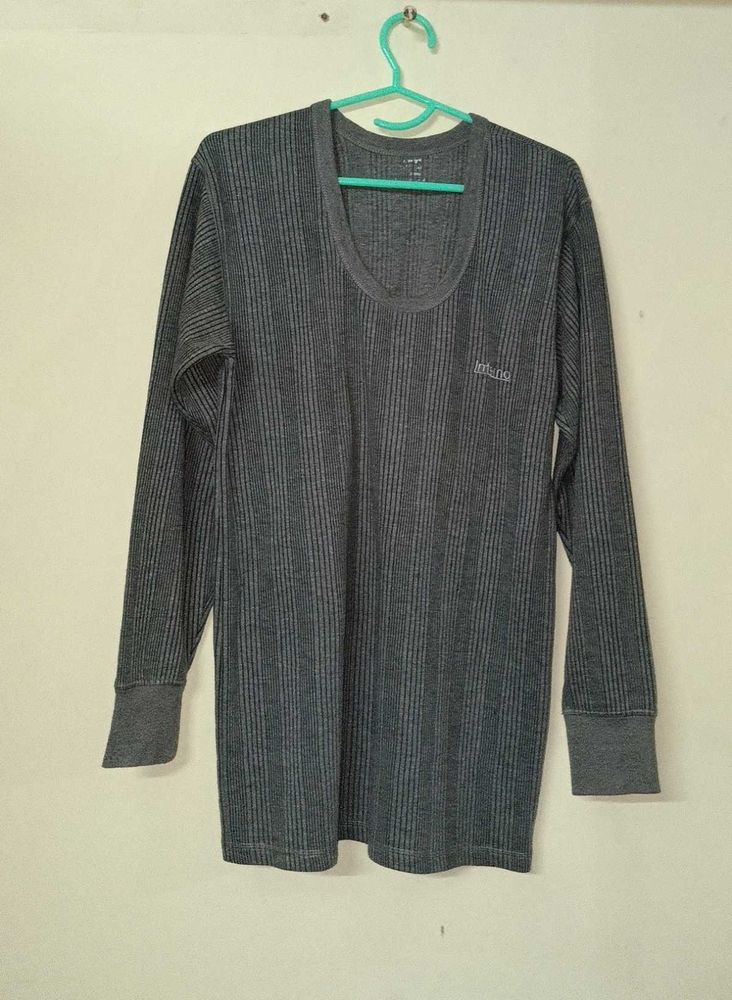 Men's Grey Striped Thermal Top
