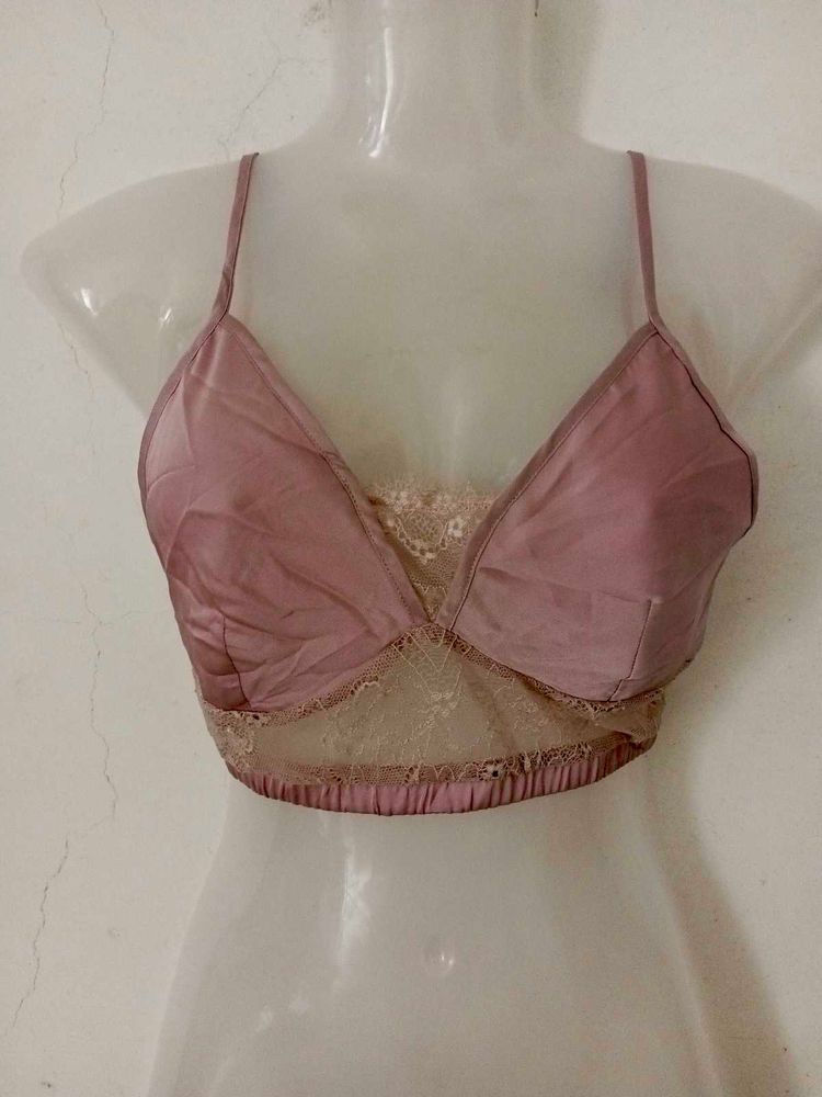 Lace Trimmed Pink Bralette