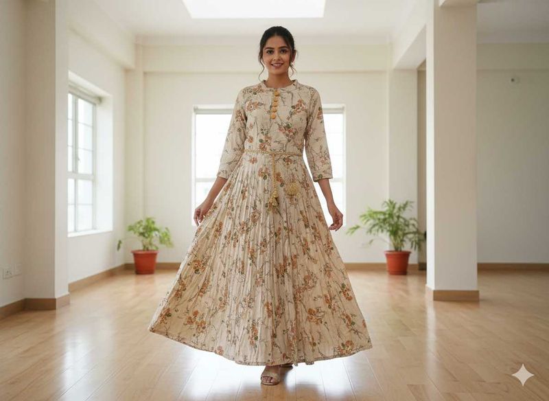 Floral Print Ethnic Gown Dress