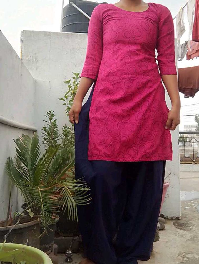 Stylish Pink Kurta with Navy Blue Palazzo
