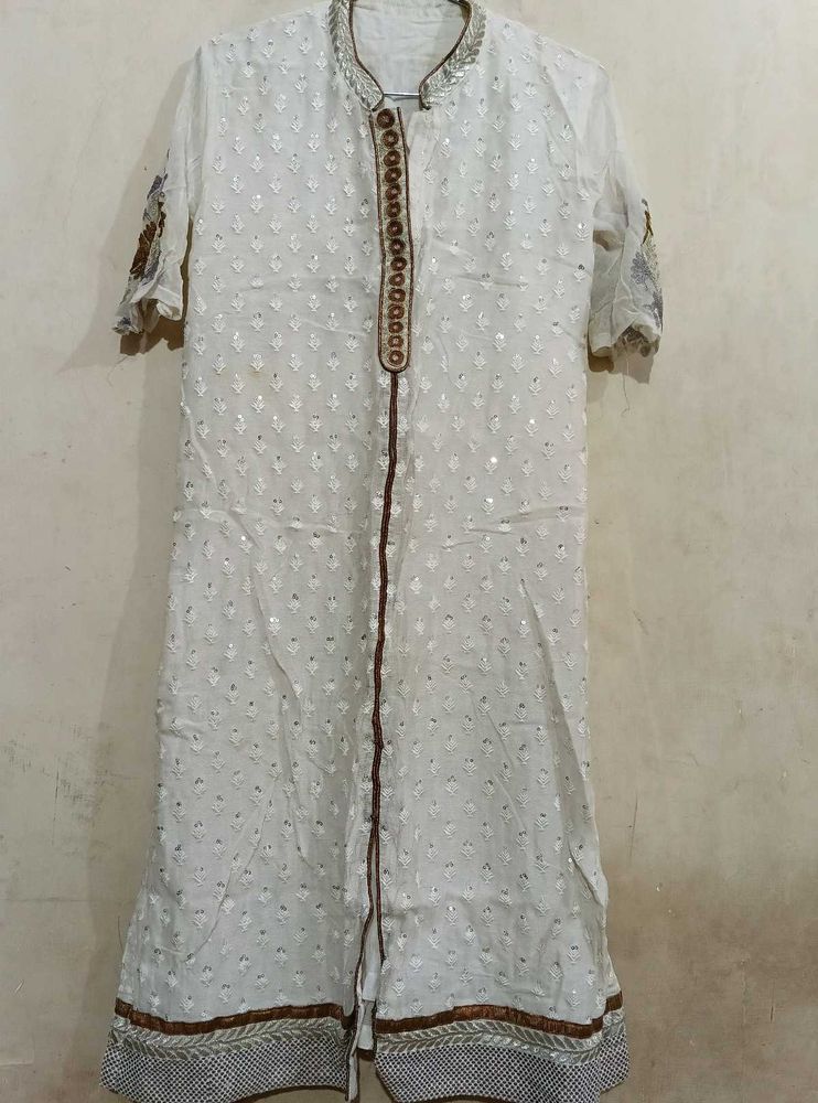 White Embellished Kurta