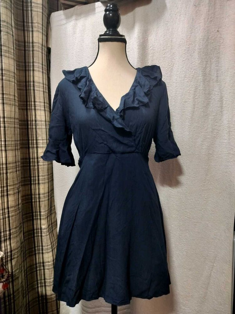 Korean Ruffled Wrap Mini Dress