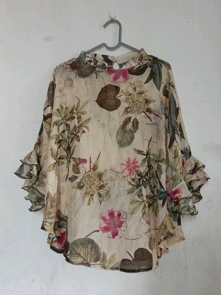 Floral Print Ruffle Sleeve top
