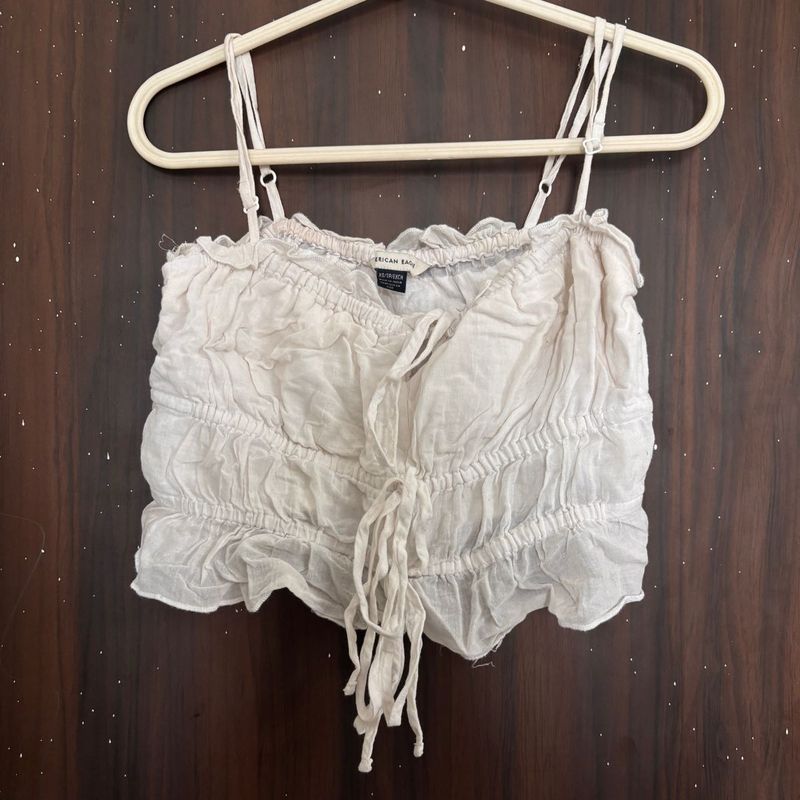 Ruched Tie-Front Crop Top