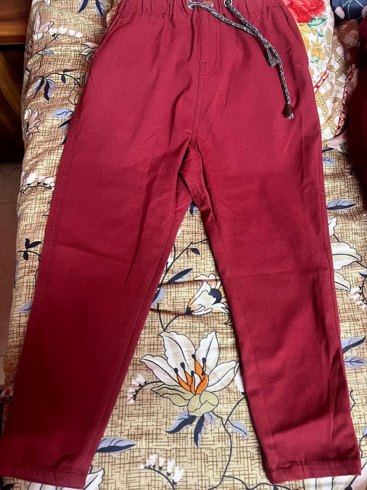 Maroon Casual Boys' Trousers