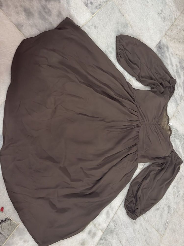 Flowy Brown Long Sleeve Dress