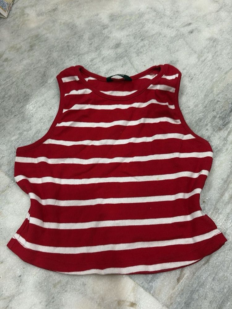 Red &amp; White Striped Tank Top