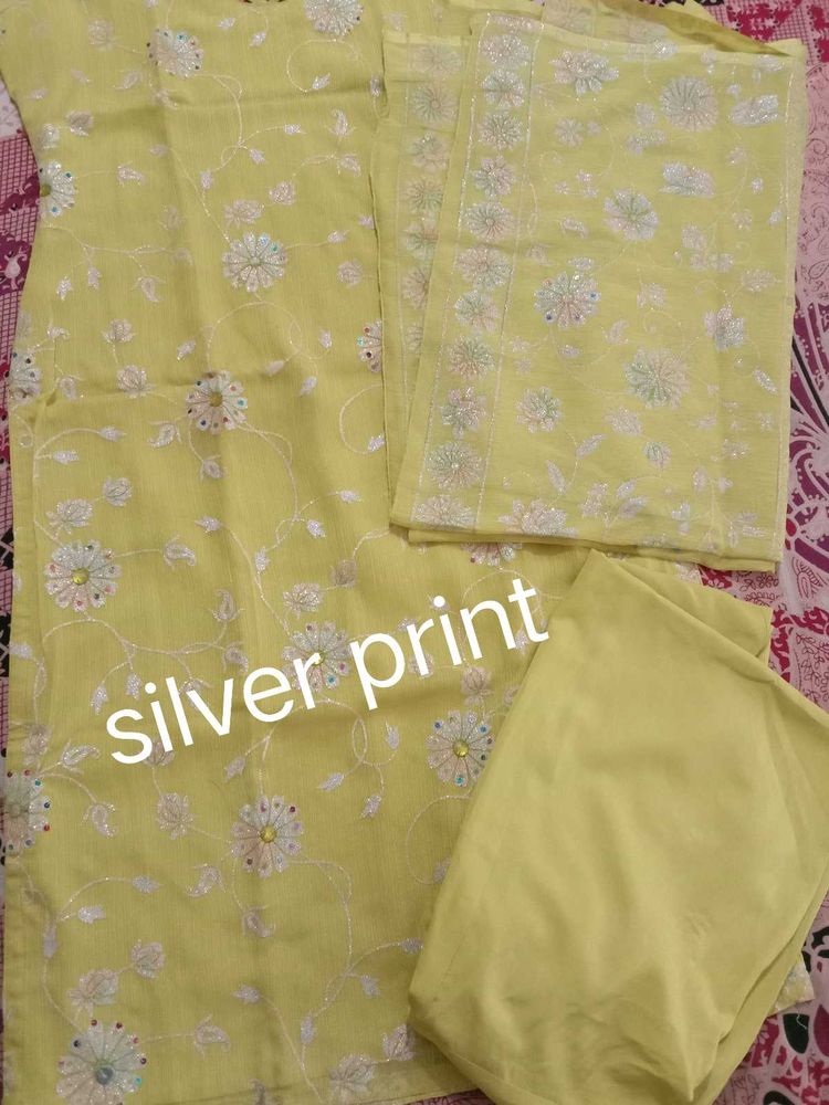 Elegant lime green Kurta Set with Silver Print