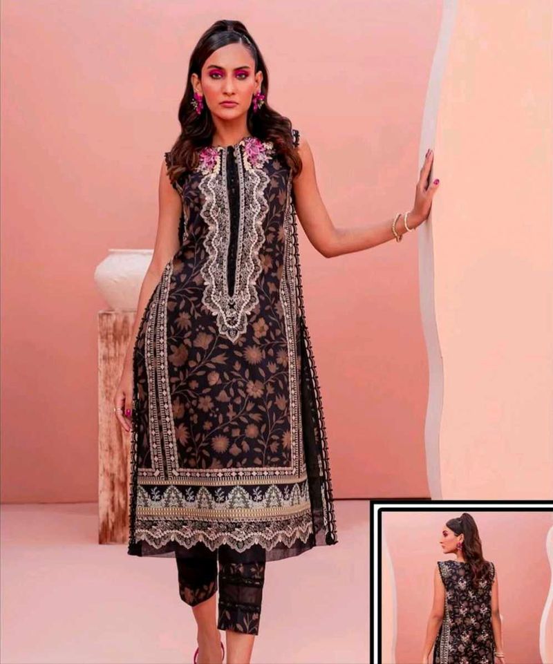 Patchwork unstitched cotton dress materi