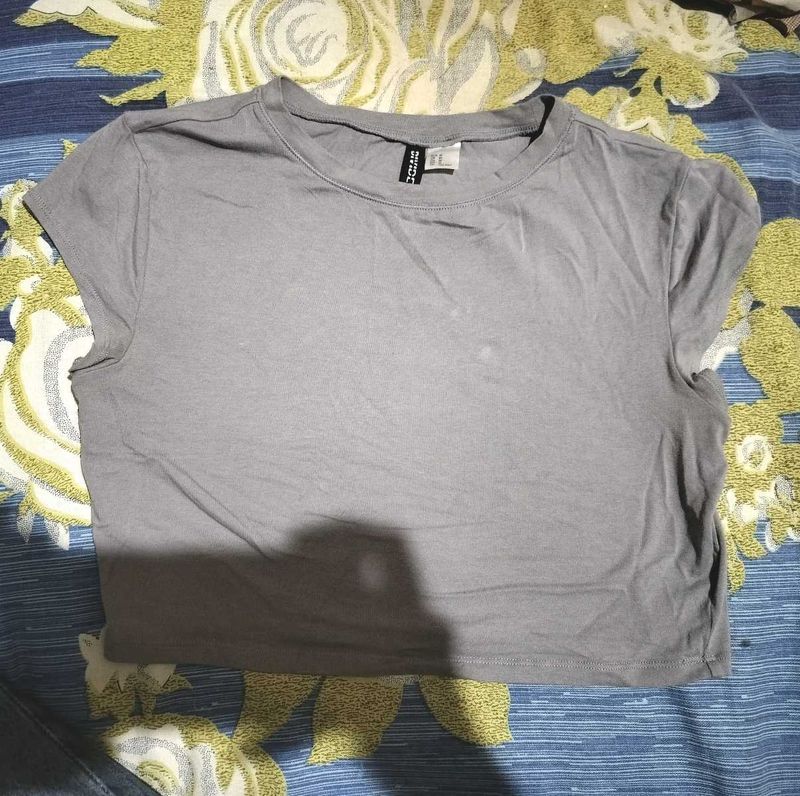 Grey Cropped T-Shirt