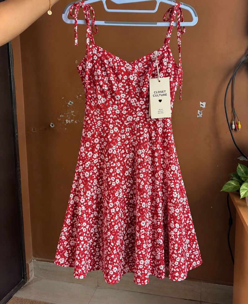 Charming Red Floral Mini Dress