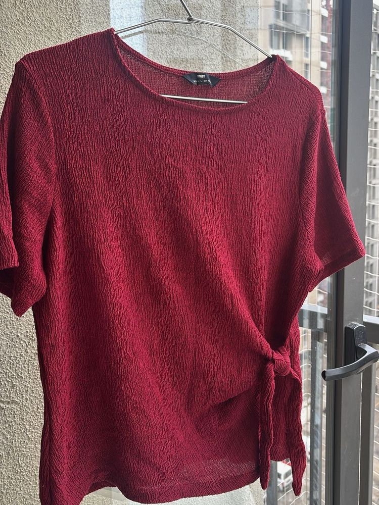 Textured Tie-Waist Top