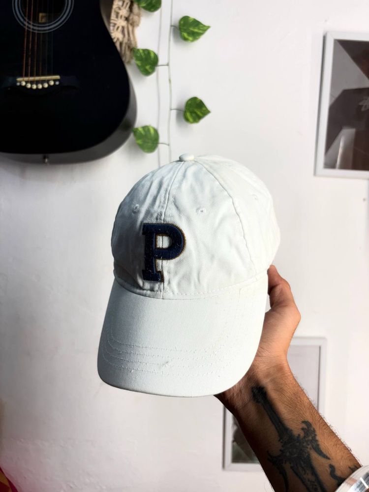 White Baseball Cap with 'P' logo