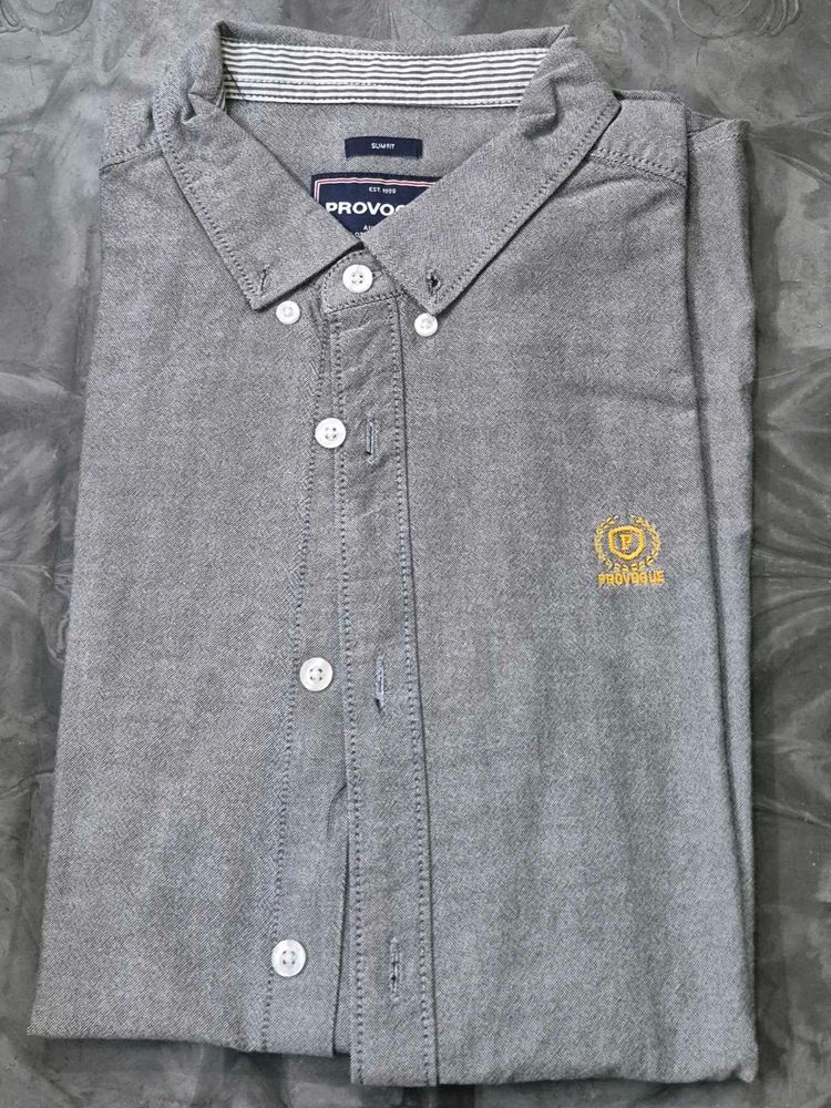 Men's Grey Button-Down Shirt