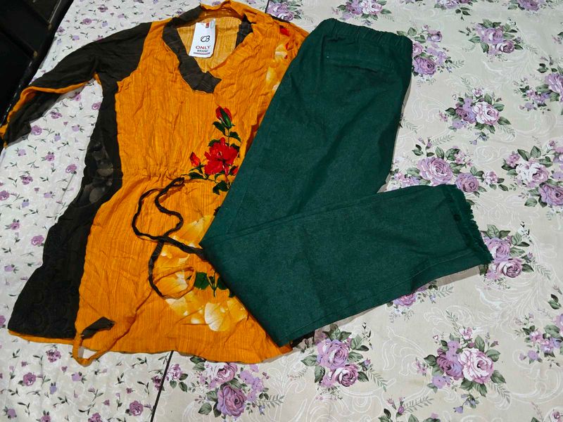 Yellow Floral top and pants set