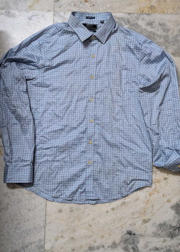 Men's Light Blue checked shirt by arrow