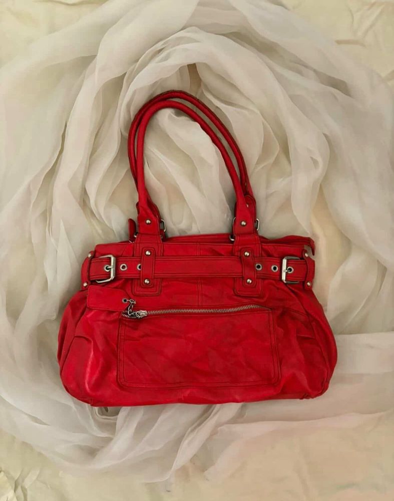 Chic Red Leather Handbag