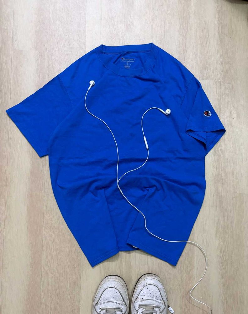 Champion Blue T-Shirt with Earbuds
