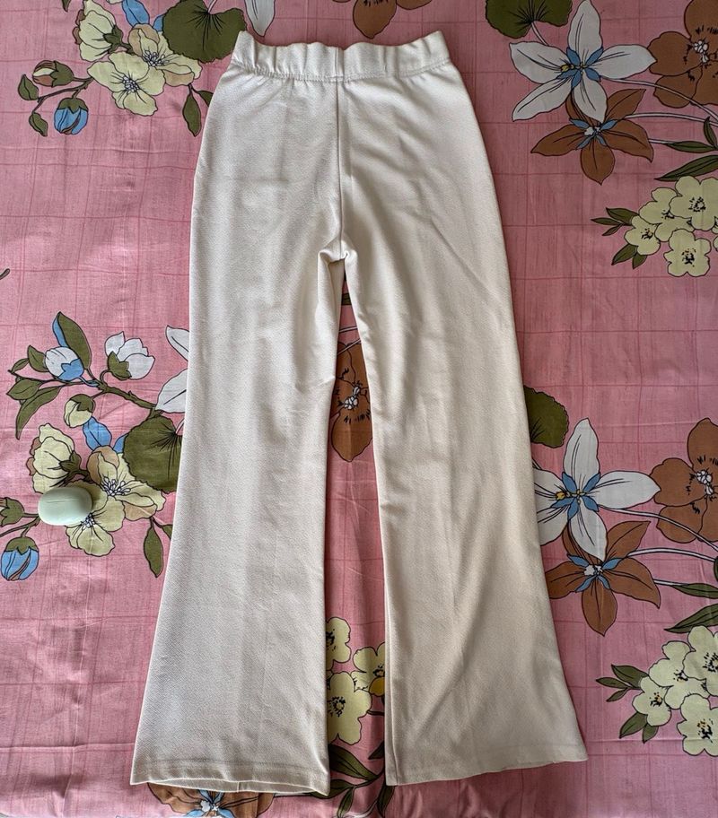 Cream Bell Bottom Pants