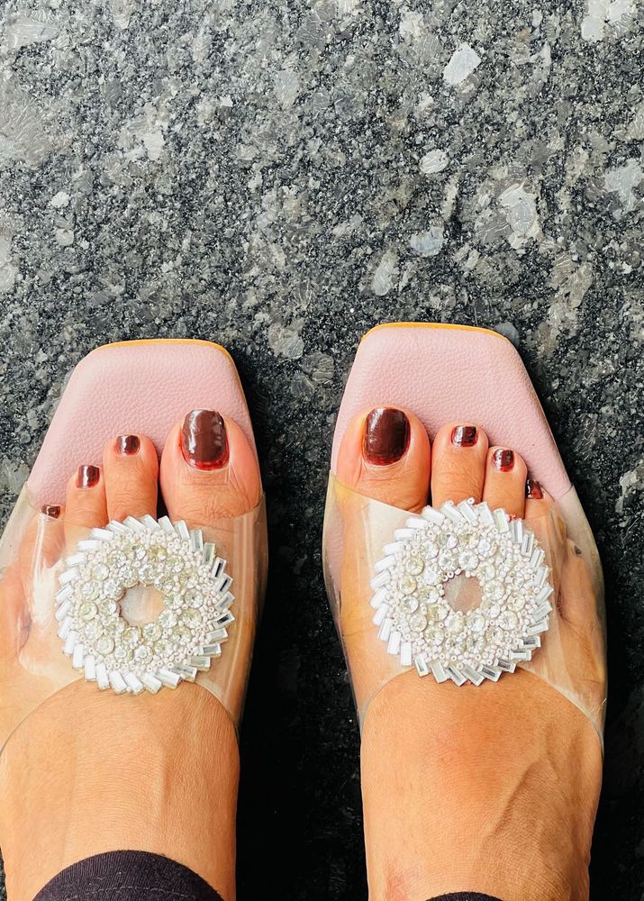 Sparkly Embellished Open Toe Heels party wear heel