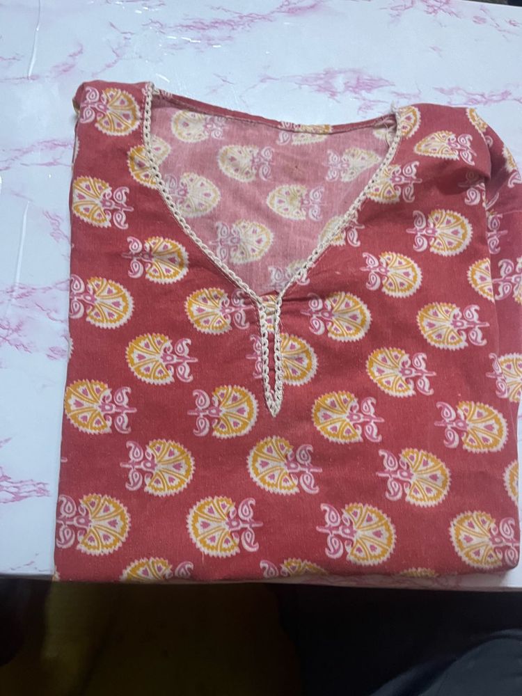 Women's Red Printed Kurta