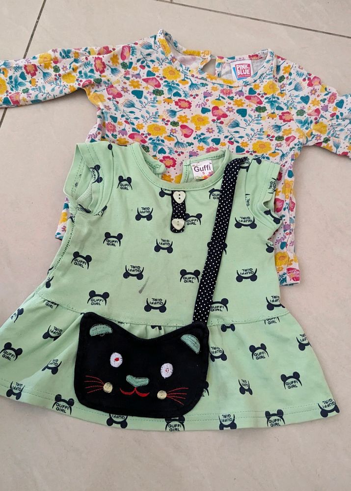 12-18 Months Kids Branded Tshirt / Frock Combo
