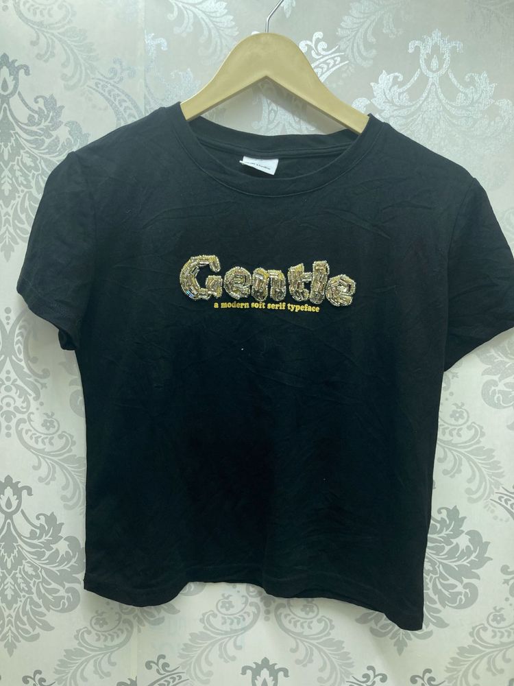 Black "Gentle" Graphic T-Shirt