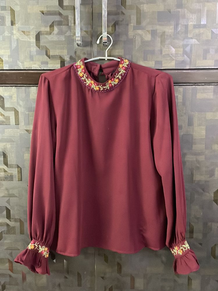DARK COLOURED HIGH NECK MADAME SHIRT