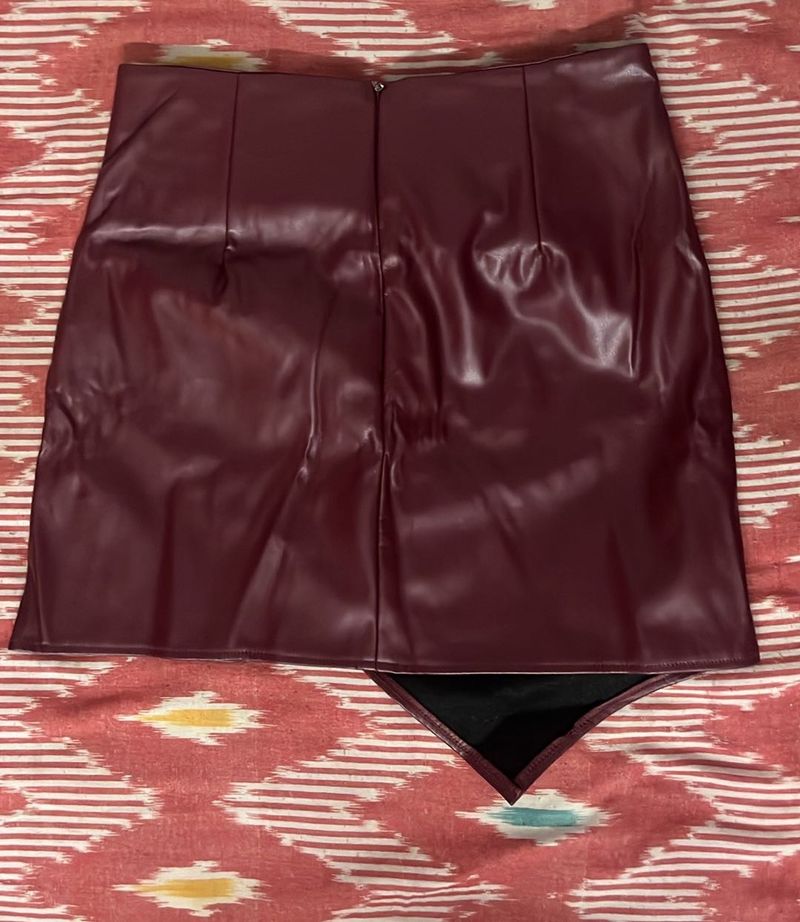 asymmetrical faux leather skirt