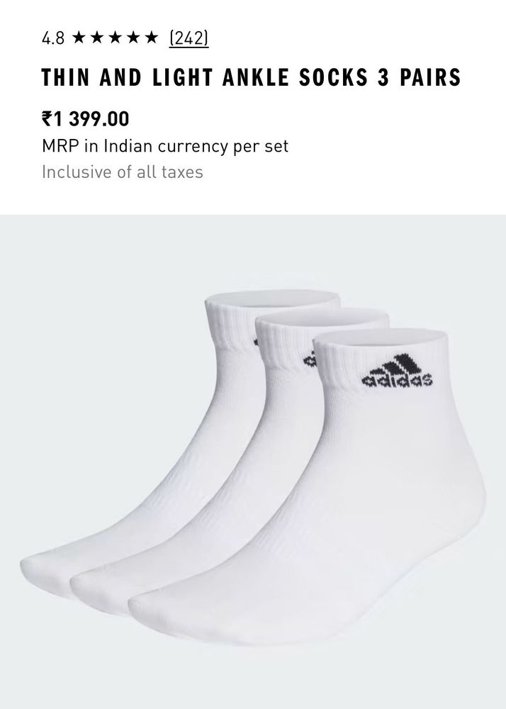 Adidas 3 Pairs Socks