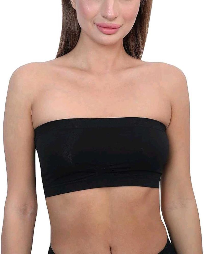 Black Mesh Strapless Sports Bra
