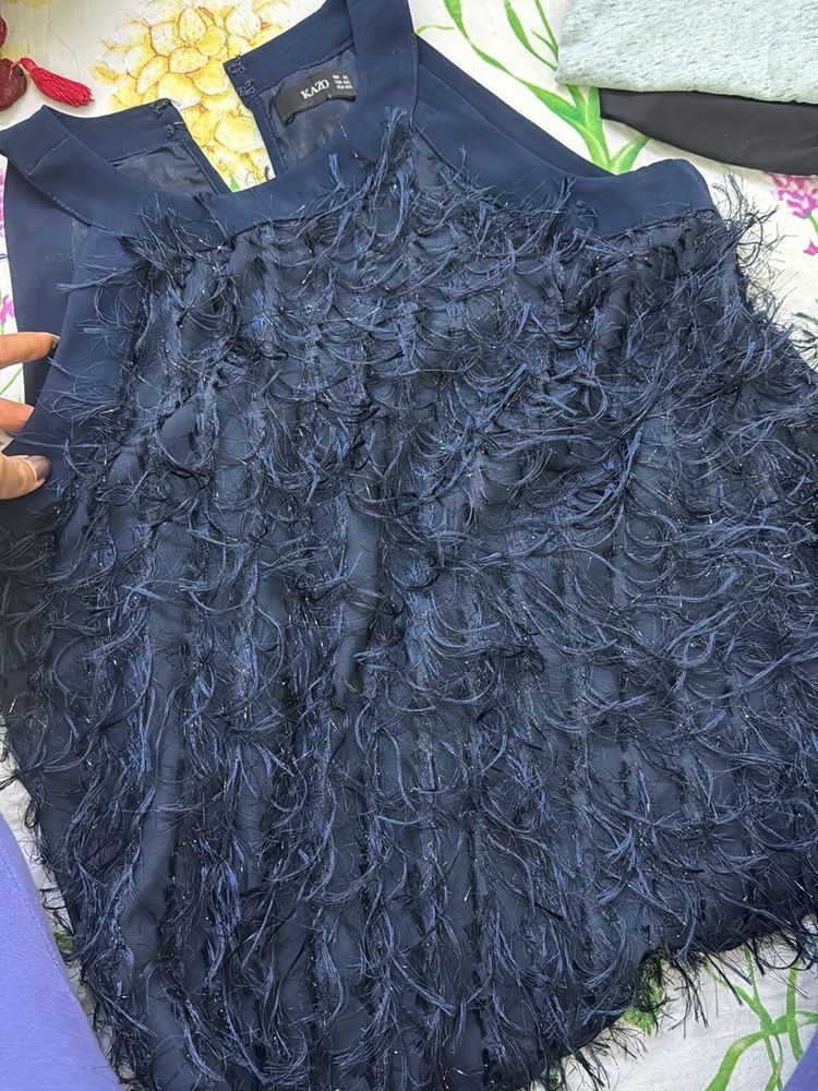 Elegant Navy Feather top