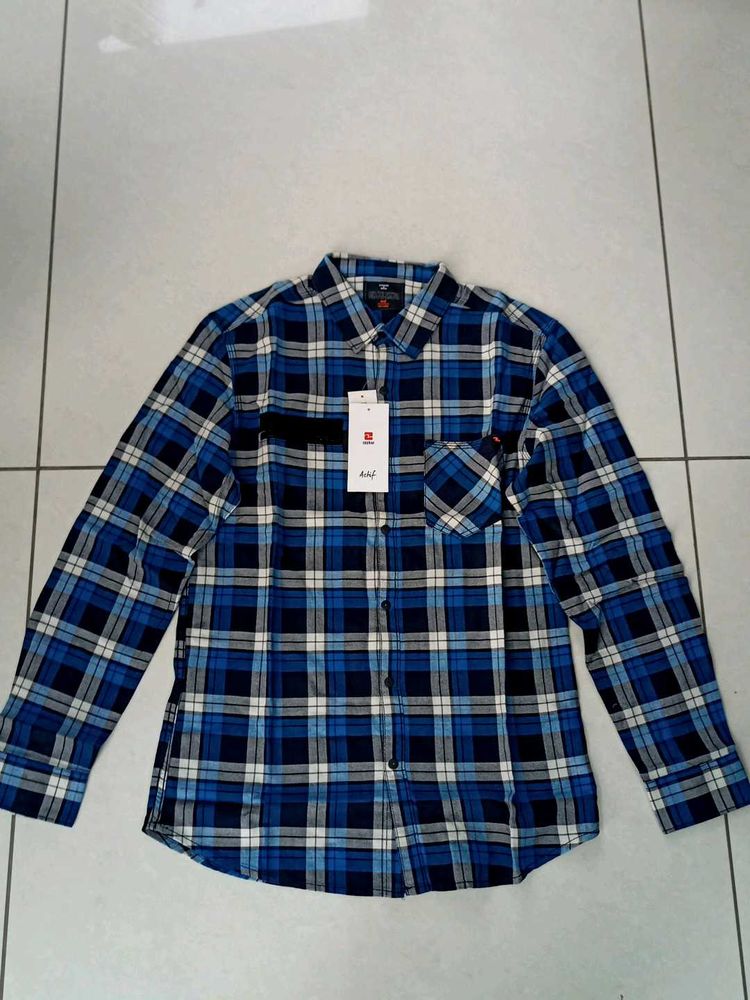 SPYKAR Men's Blue Plaid Flannel Shirt