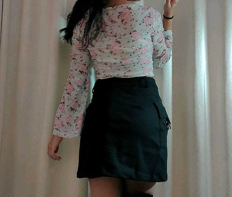 Floral Print Bell Sleeve Top
