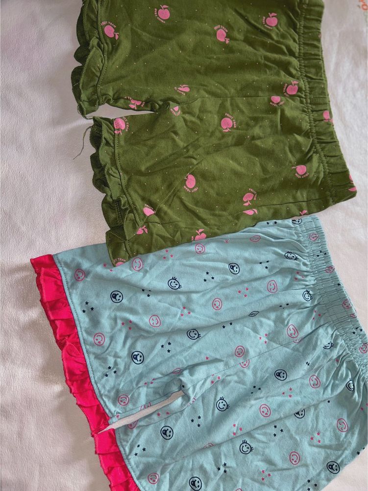 Combo :Girls' Patterned Ruffle Shorts Bundle