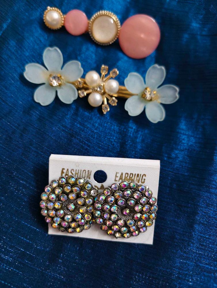 Hair Clips &amp;  Earrings combo