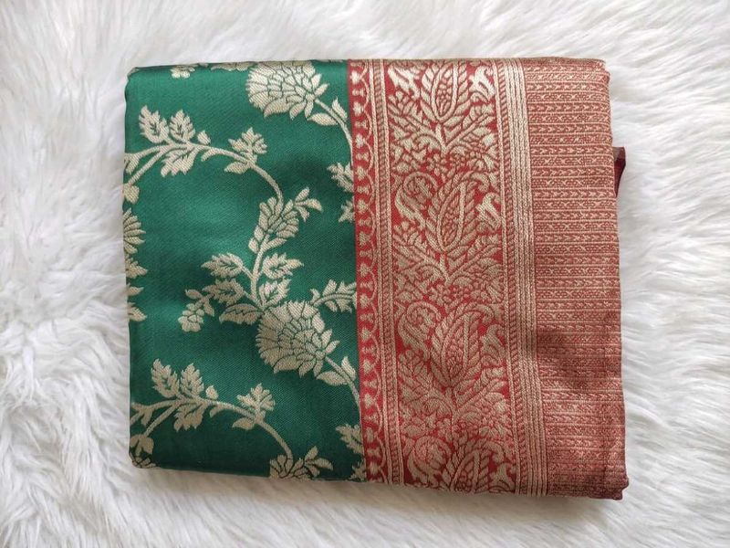 Green Floral Silk Saree