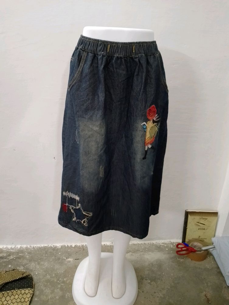 Denim Long Skirt