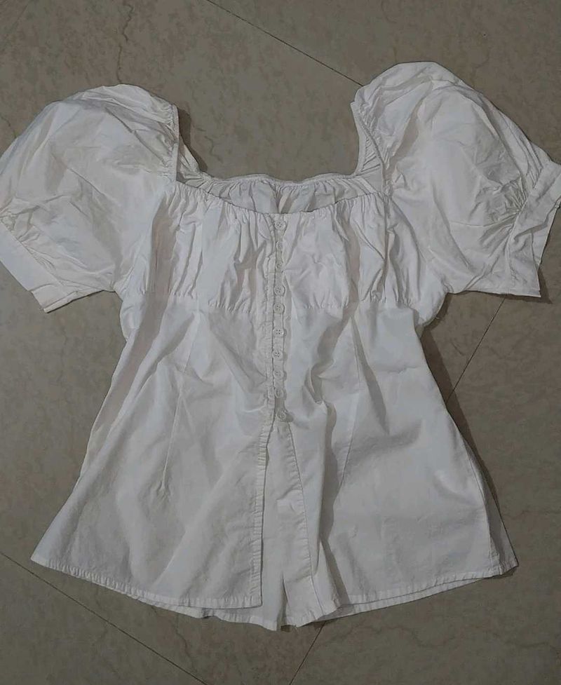 Chic White Puff Sleeve Top