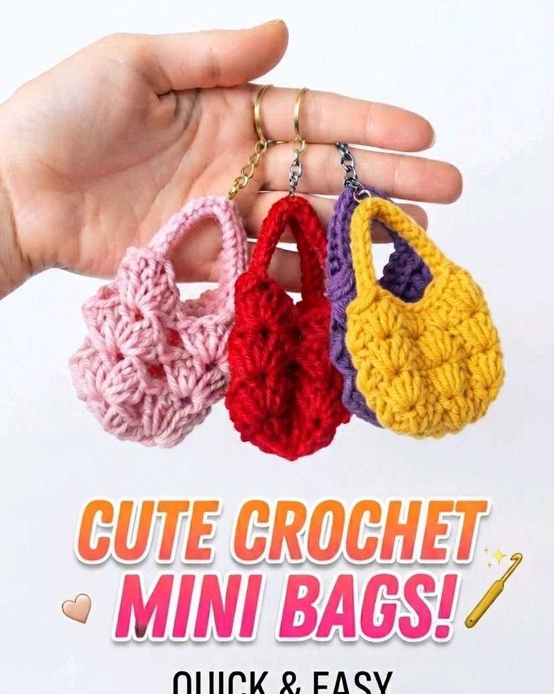 4PCS 😍Crochet Mini Bag Keychains