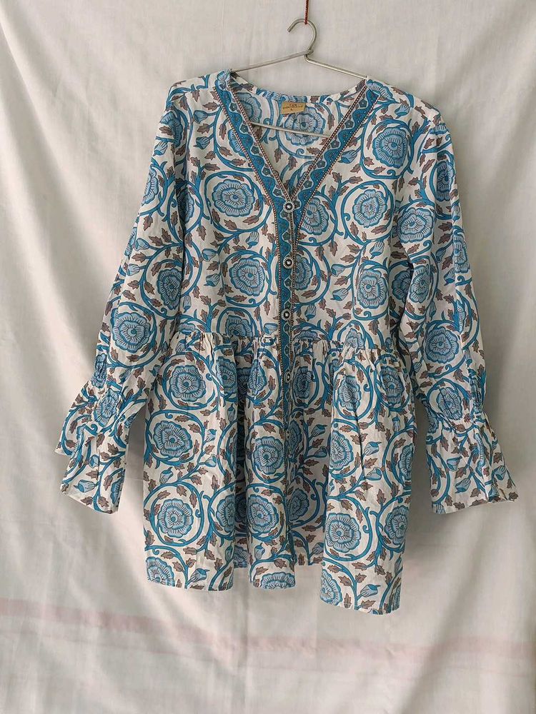 Beautiful Blue Floral Print Kurta
