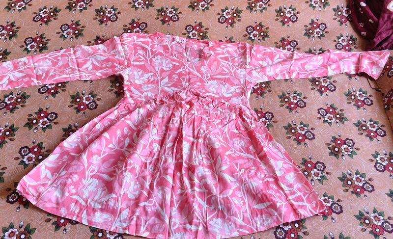 Pink Floral Print short Kurti