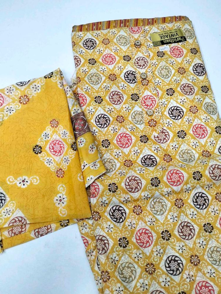 Yellow Floral Suit Material
