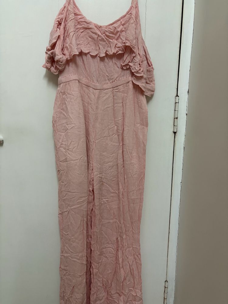 Cold Shoulder Stalk Buy Love  Pink Jumpsuit