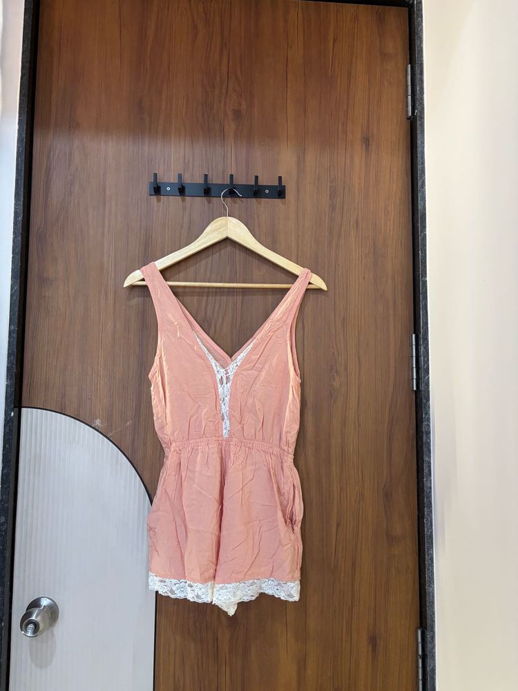Peach Lace Romper