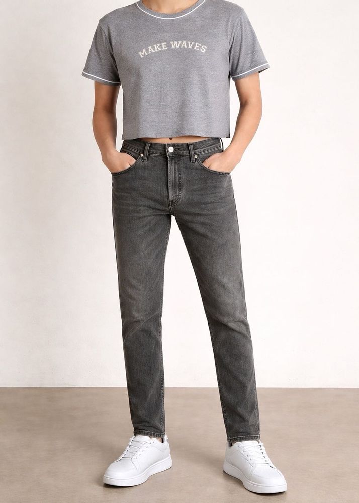Grey "Make Waves" Crop Top